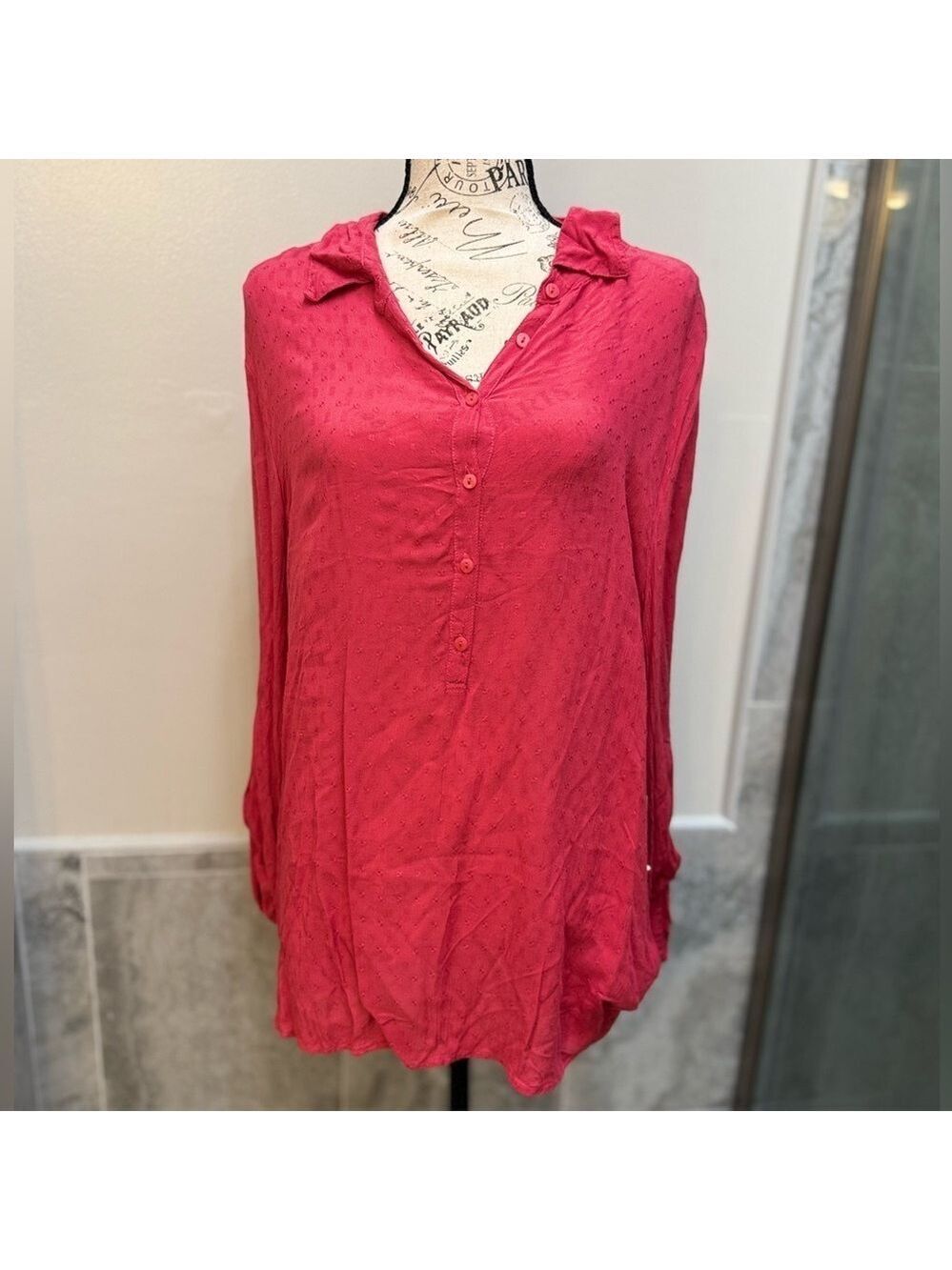 Dylan Lightweight Pink Button-Up Top
